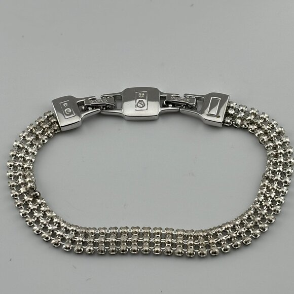 Vintage Signed Swan Swarovski Crystal Tennis Bracelet - Picture 4 of 5
